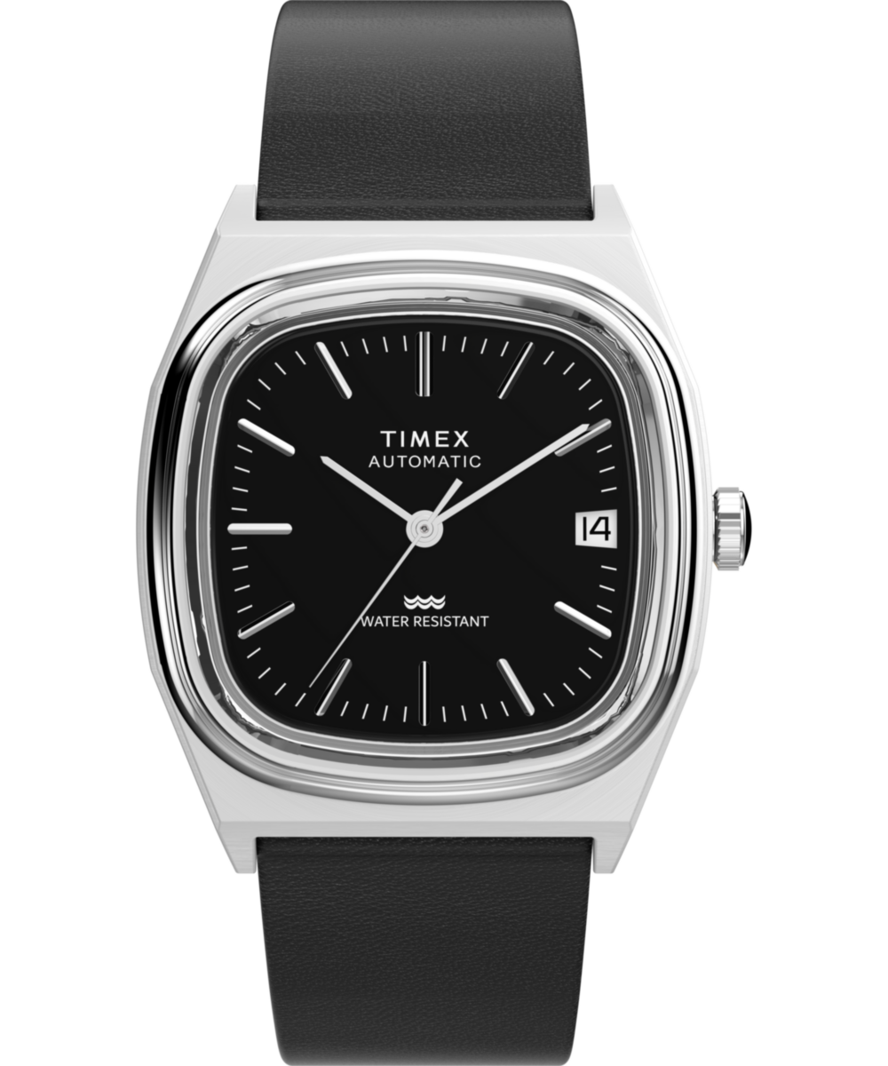 Timex® Automatic 1983 E Line 34mm Leather Strap Watch